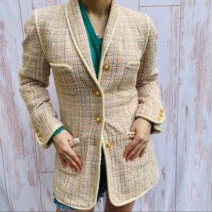 Vintage tweed coastal core nautical blazer jacket size 6